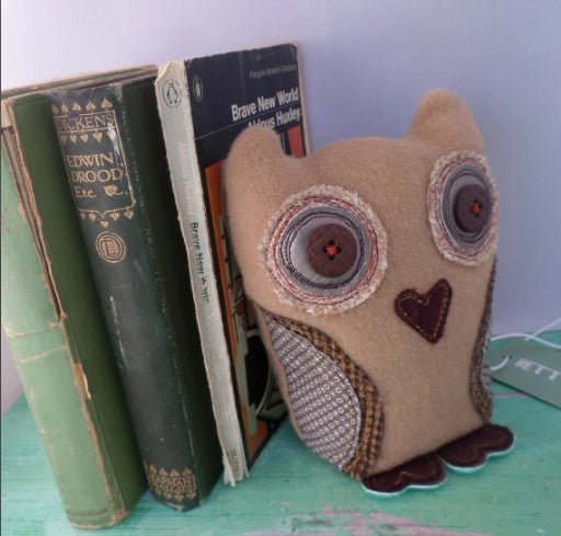 Recycled Fabric Owl Bookend