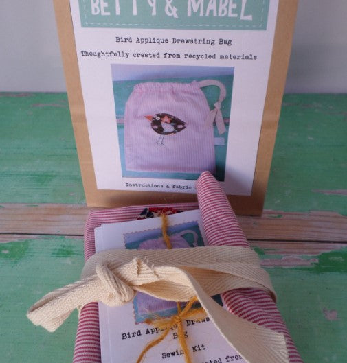Liberty Print Recycled Fabric Bird Bag Sewing kit