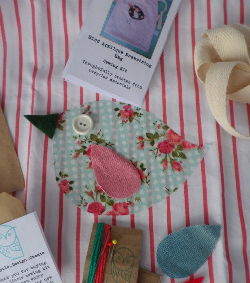 Recycled Fabric Bird Bag Sewing Kit