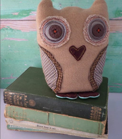 Recycled Fabric Owl Bookend