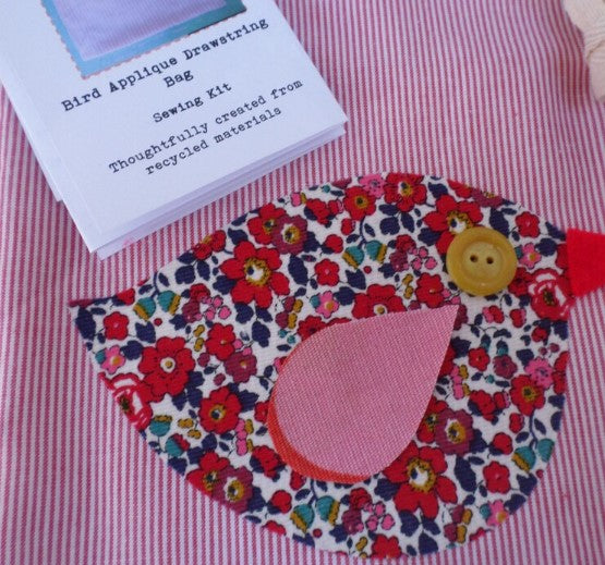 Liberty Print Recycled Fabric Bird Bag Sewing kit