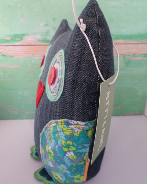 Recycled Fabric Owl Doorstop