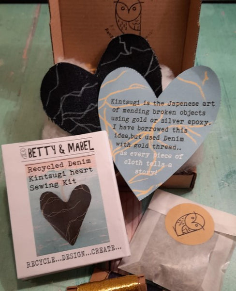 Recycled Denim Kintsugi Heart Sewing Kit