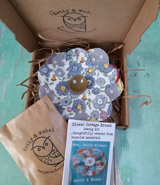Recycled Fabric Flower Brooch Sewing Kit