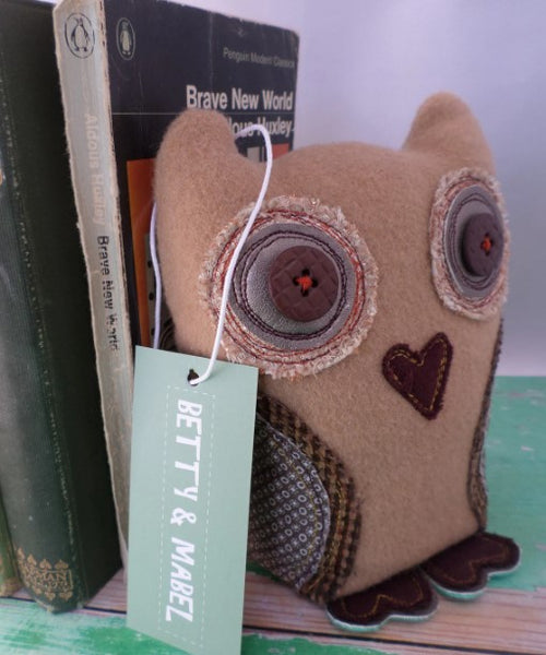 Recycled Fabric Owl Bookend
