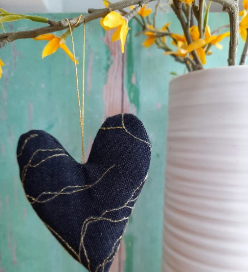 Recycled Denim Kintsugi Heart Sewing Kit