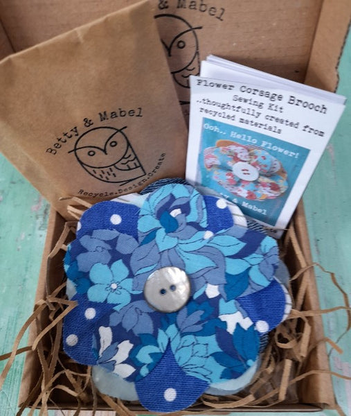 Recycled Fabric Flower Brooch Sewing Kit