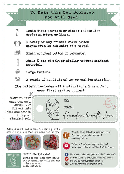 Owl Sewing Pattern