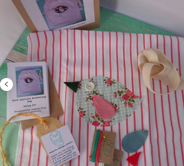 Recycled Fabric Bird Bag Sewing Kit
