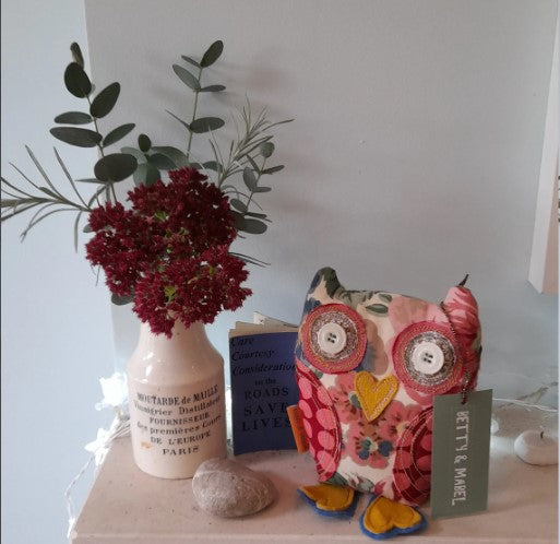 Recycled Fabric Owl Bookend